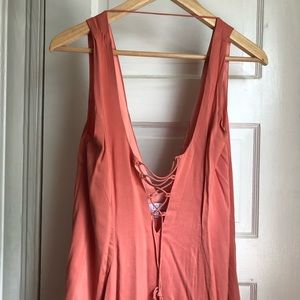 Tobi A line dress coral with tie detail